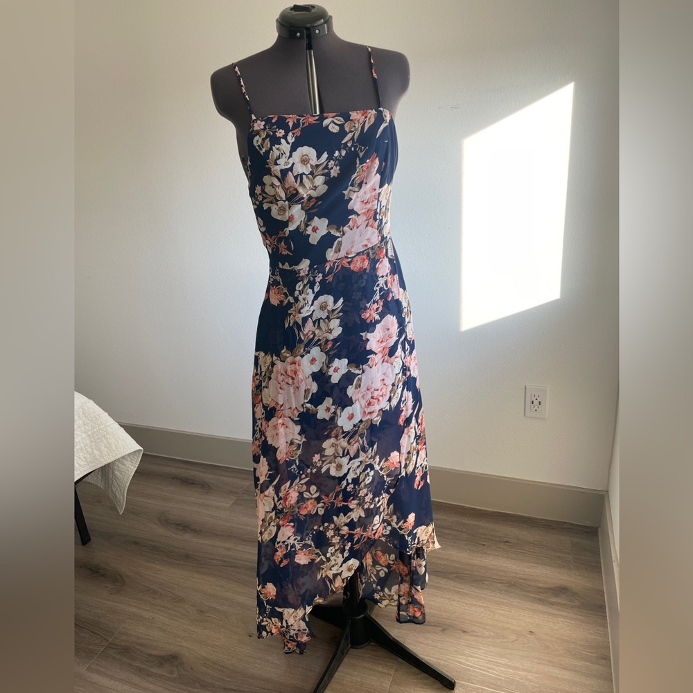 Floral High Low Spaghetti Strap Dress - Picture 3 of 8